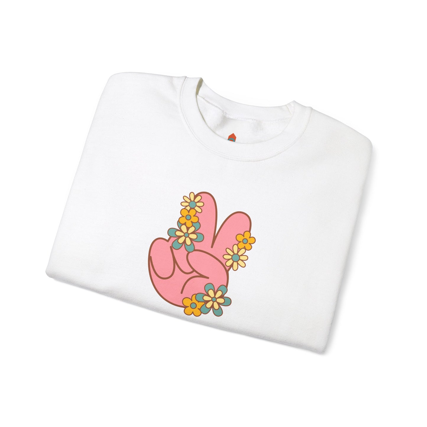 Peace Hand Sign with Flowers Sweatshirt