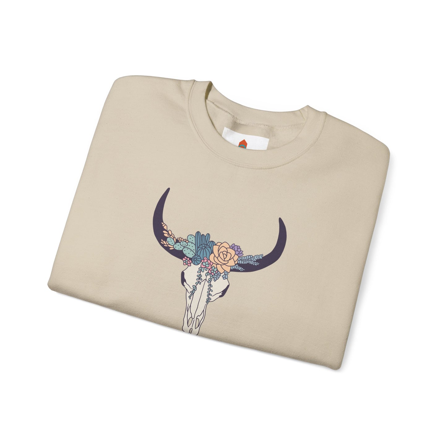 Buffalo Skull with Flowers Sweatshirt