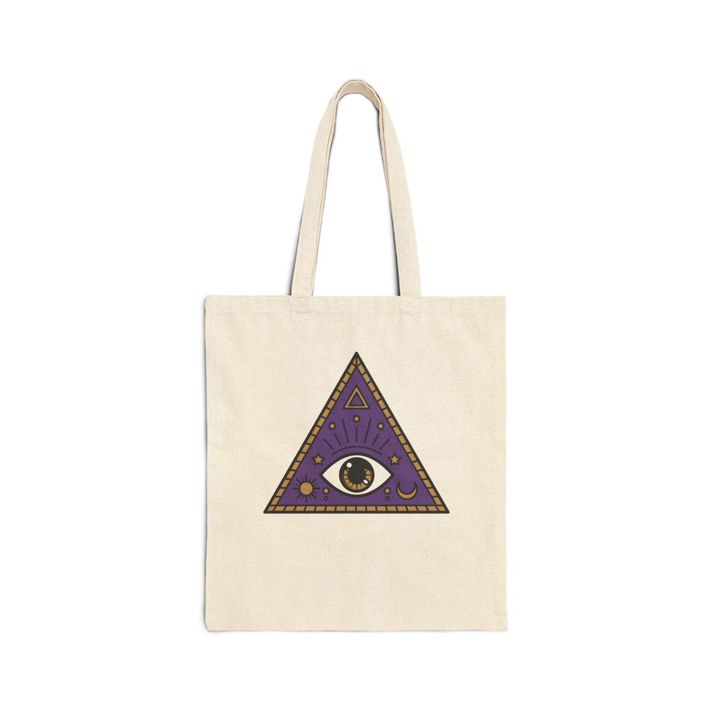 White Evil Eye and Pyramid Cotton Tote Bag