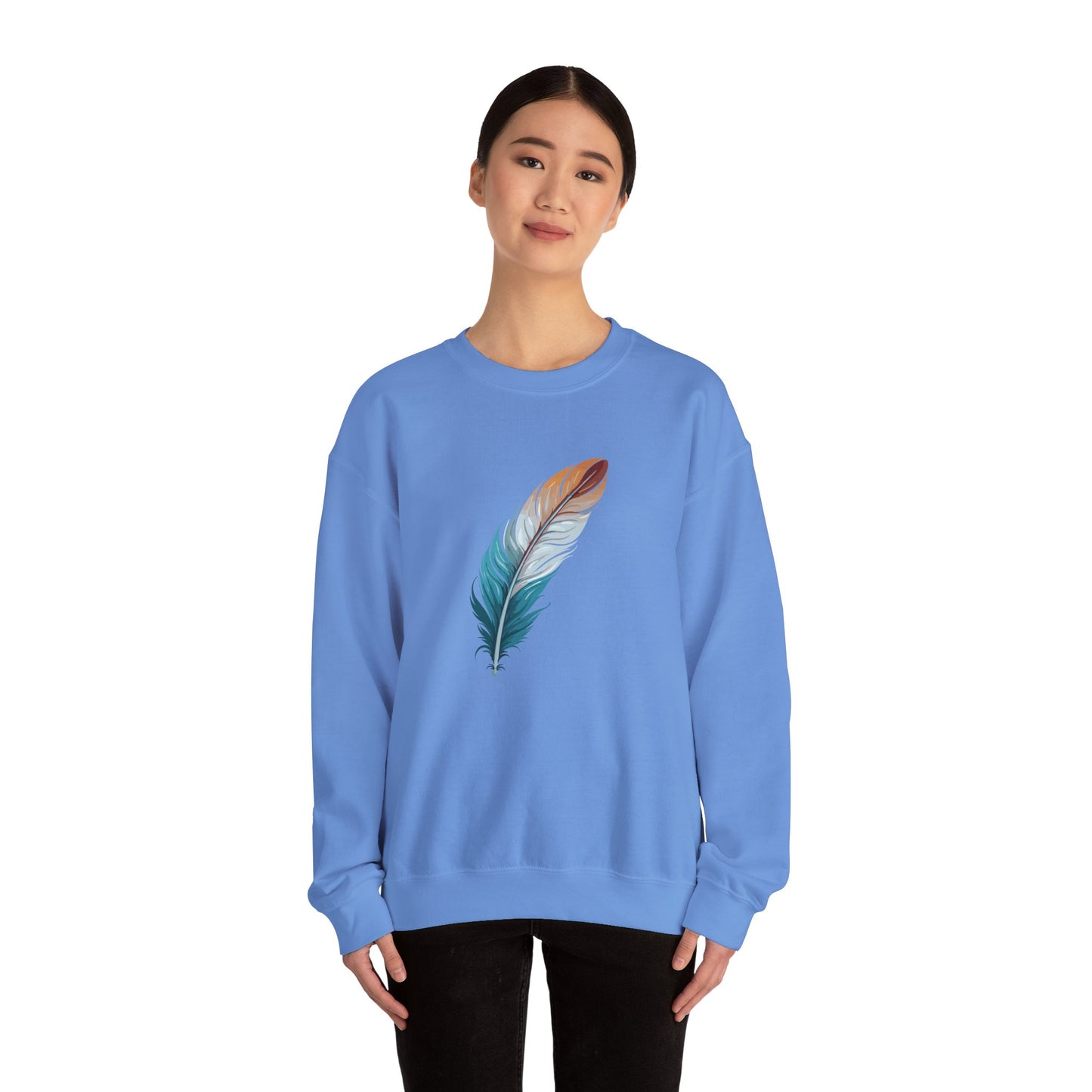 Blue and White Feather Sweatshirt