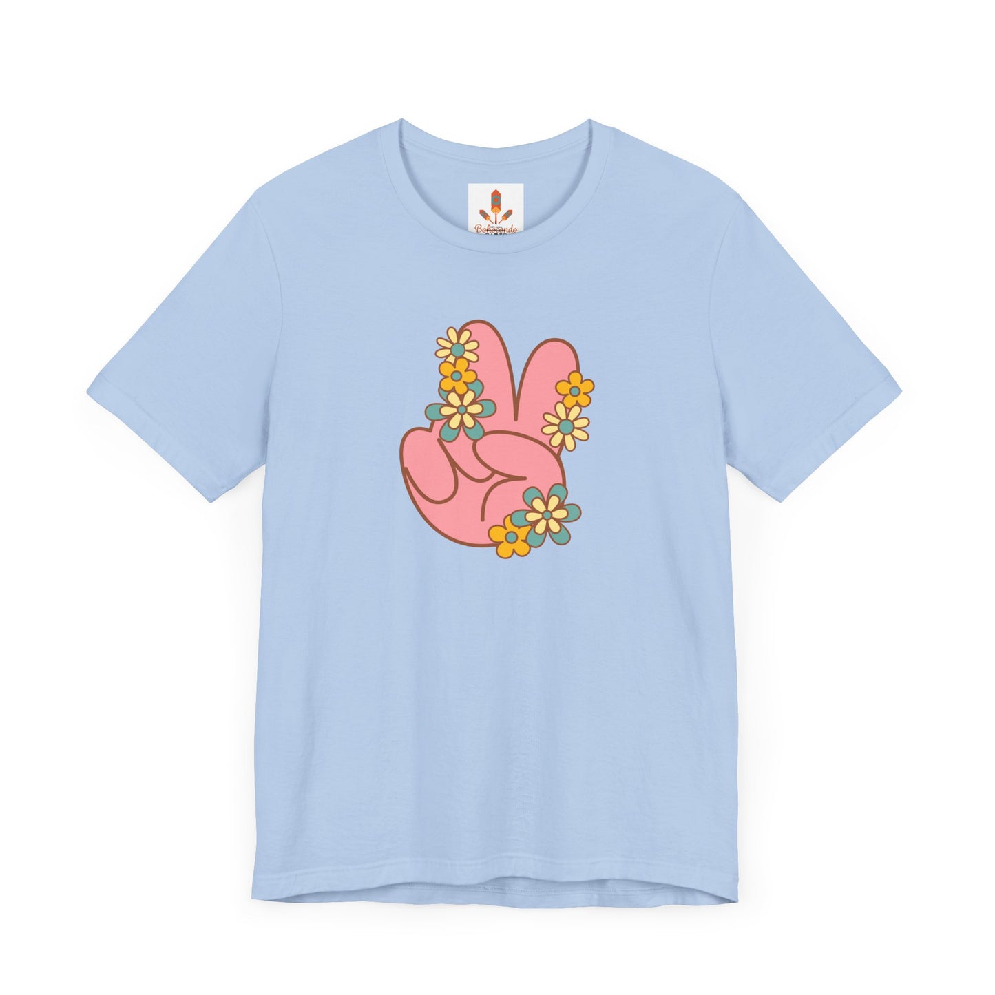 Peace Hand Sign with Flowers T-shirt