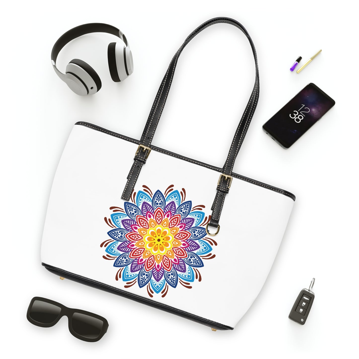 Mandala Pattern Leather Shoulder Bag