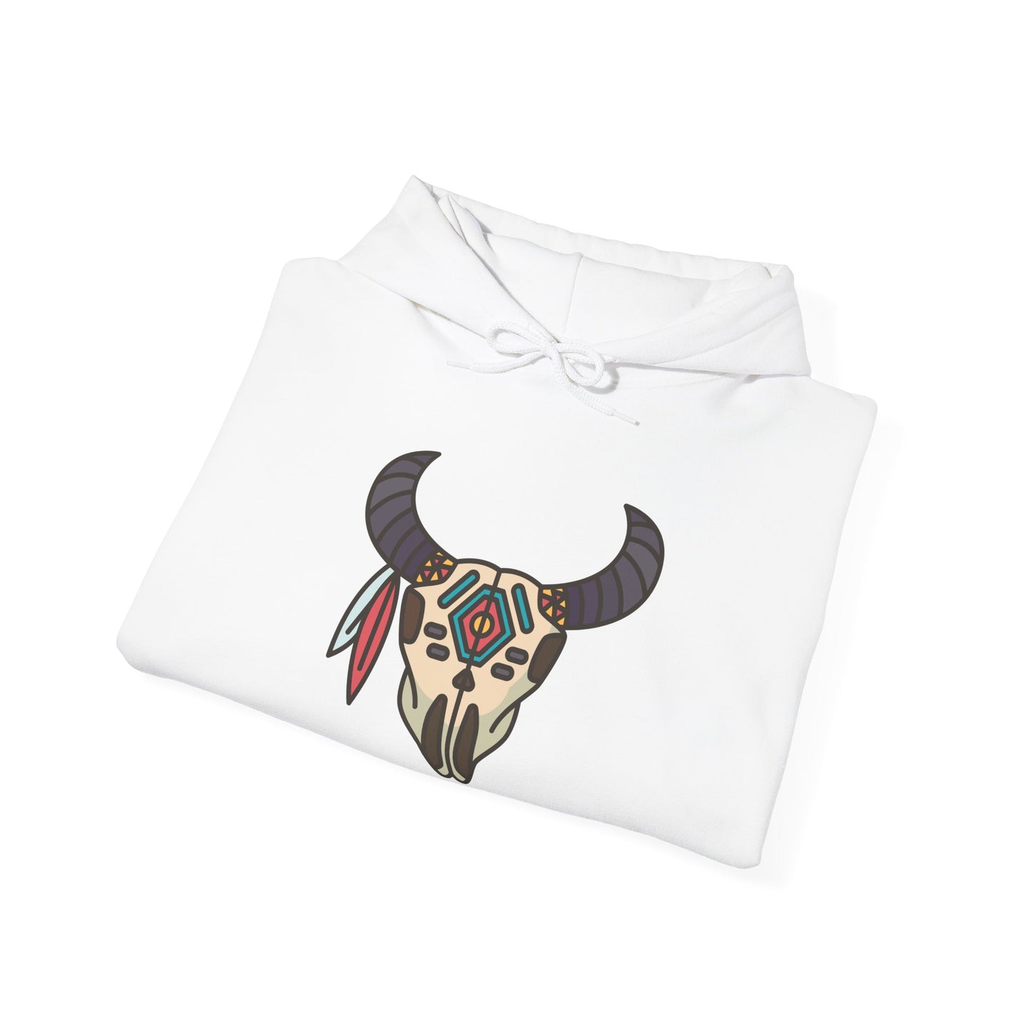 Buffalo Skull with Native Patterns Hoodie