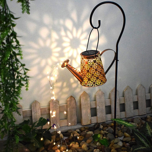 Solar Hanging Watering Can Lantern Light