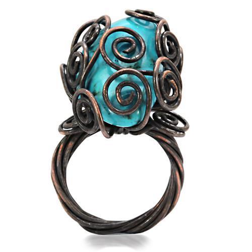 Antique Tone Brass Ring with Synthetic Turquoise