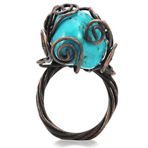 Antique Tone Brass Ring with Synthetic Turquoise