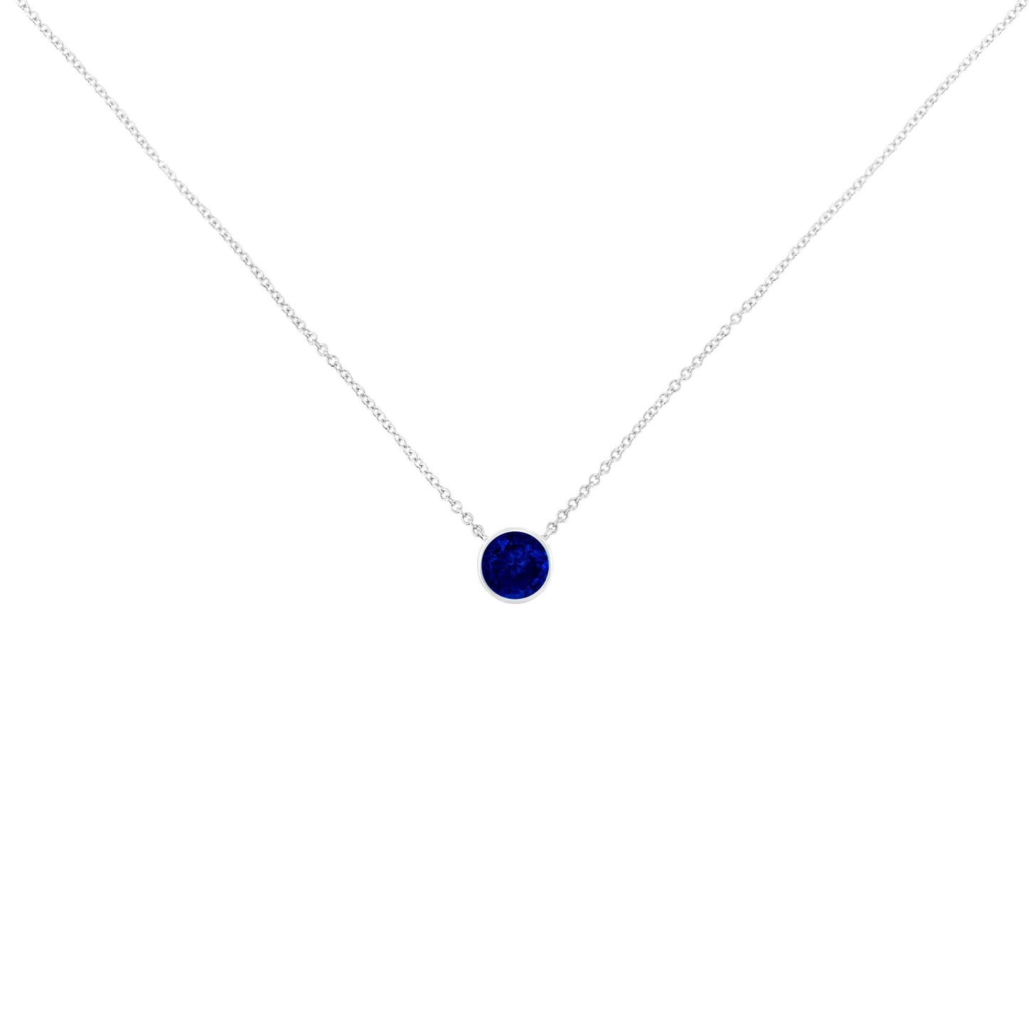 Cobalt Blue Solitaire Sapphire Necklace