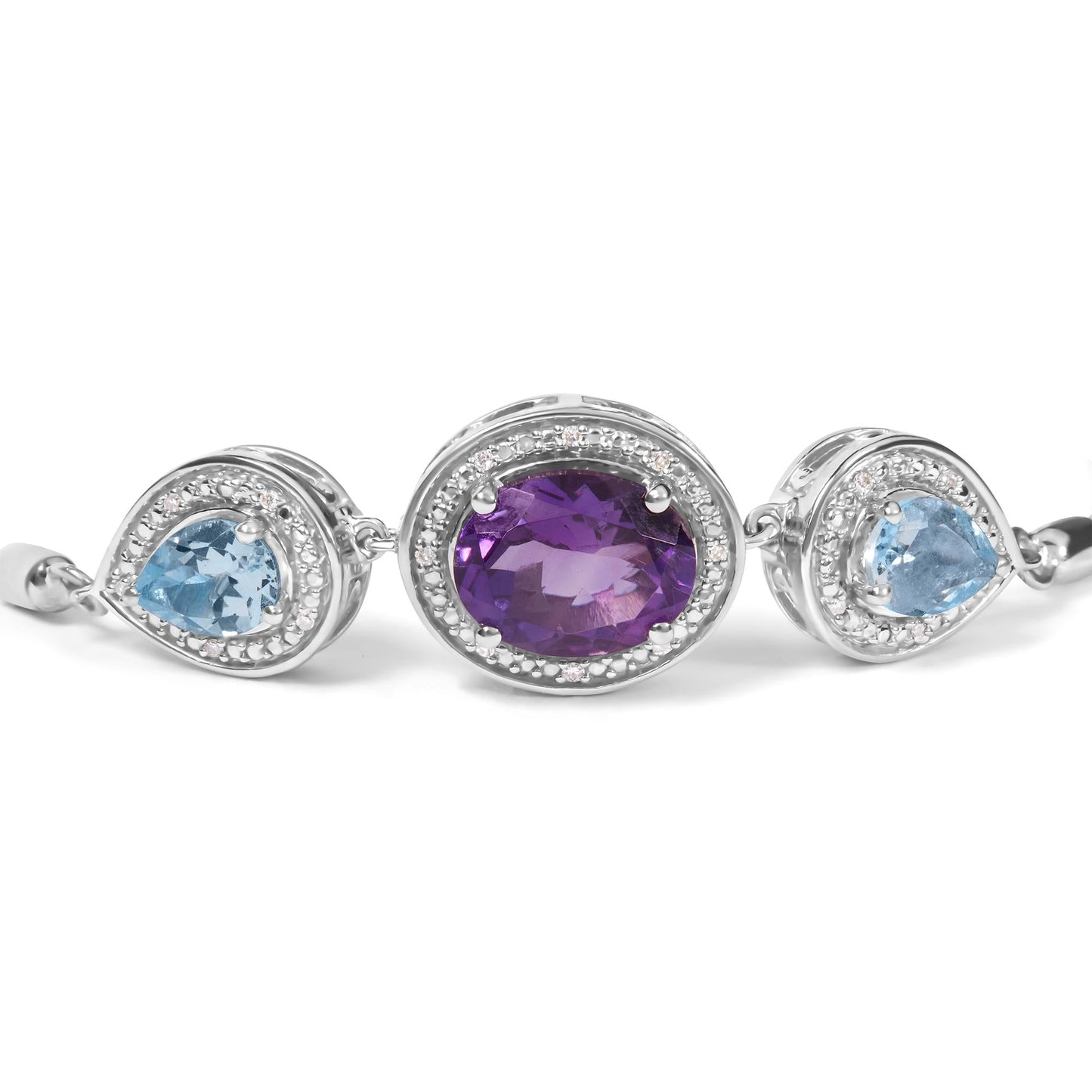 Amethyst and Blue Topaz with Diamonds Bracelet