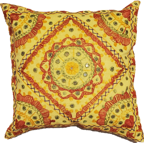 Mirror Work Chandrama Cushion Cover