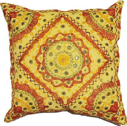 Mirror Work Chandrama Cushion Cover