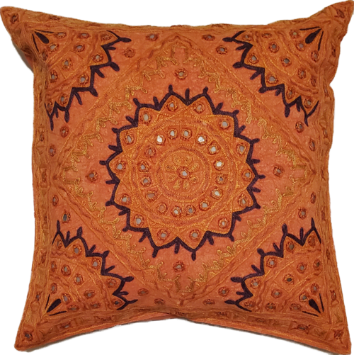 Mirror Work Chandrama Cushion Cover