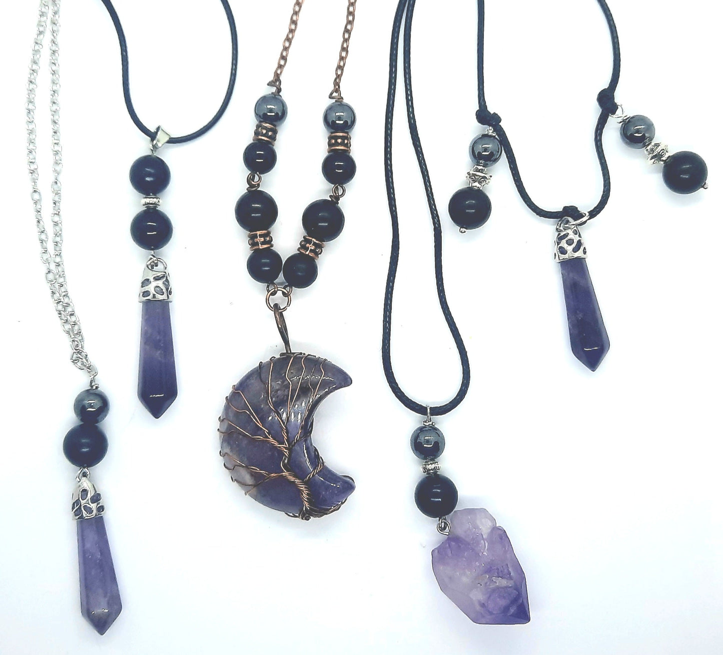 Amethyst Shungite Black Tourmaline Hematite Necklaces