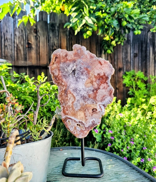 Pink Amethyst on Metal Base