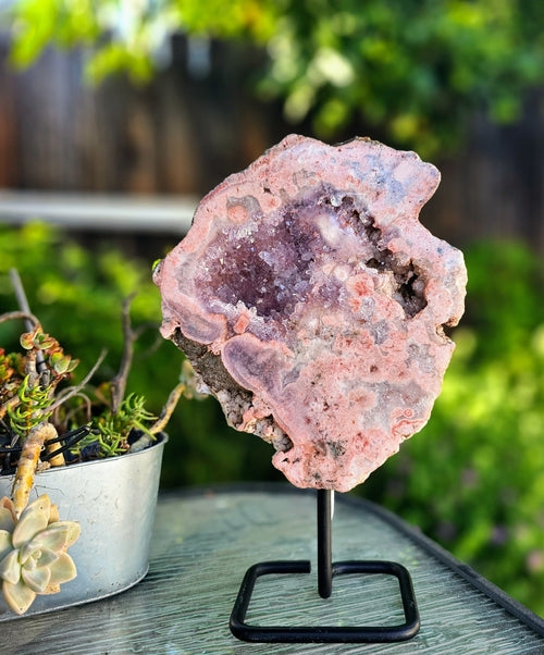 Pink Amethyst on Metal Base