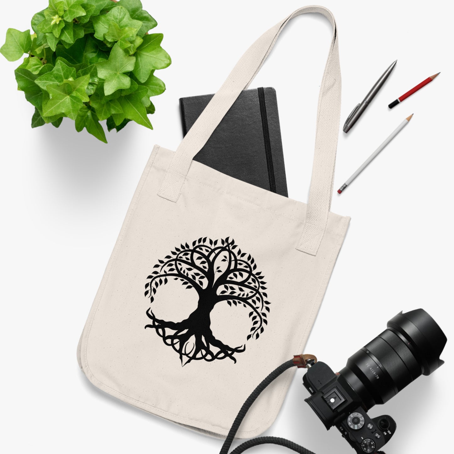 Celtic Tree of Life Design Organic Canvas Tote Bag