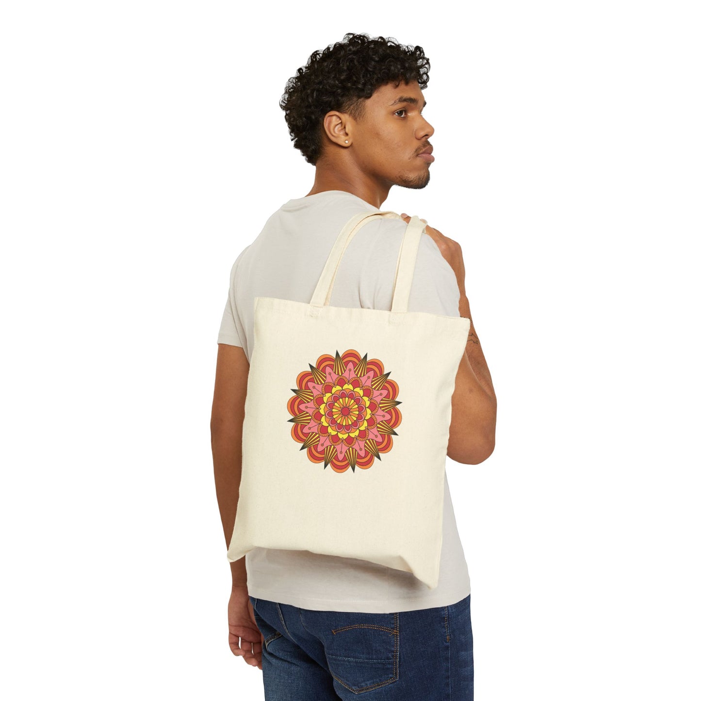 Geometric Mandala Cotton Tote Bag