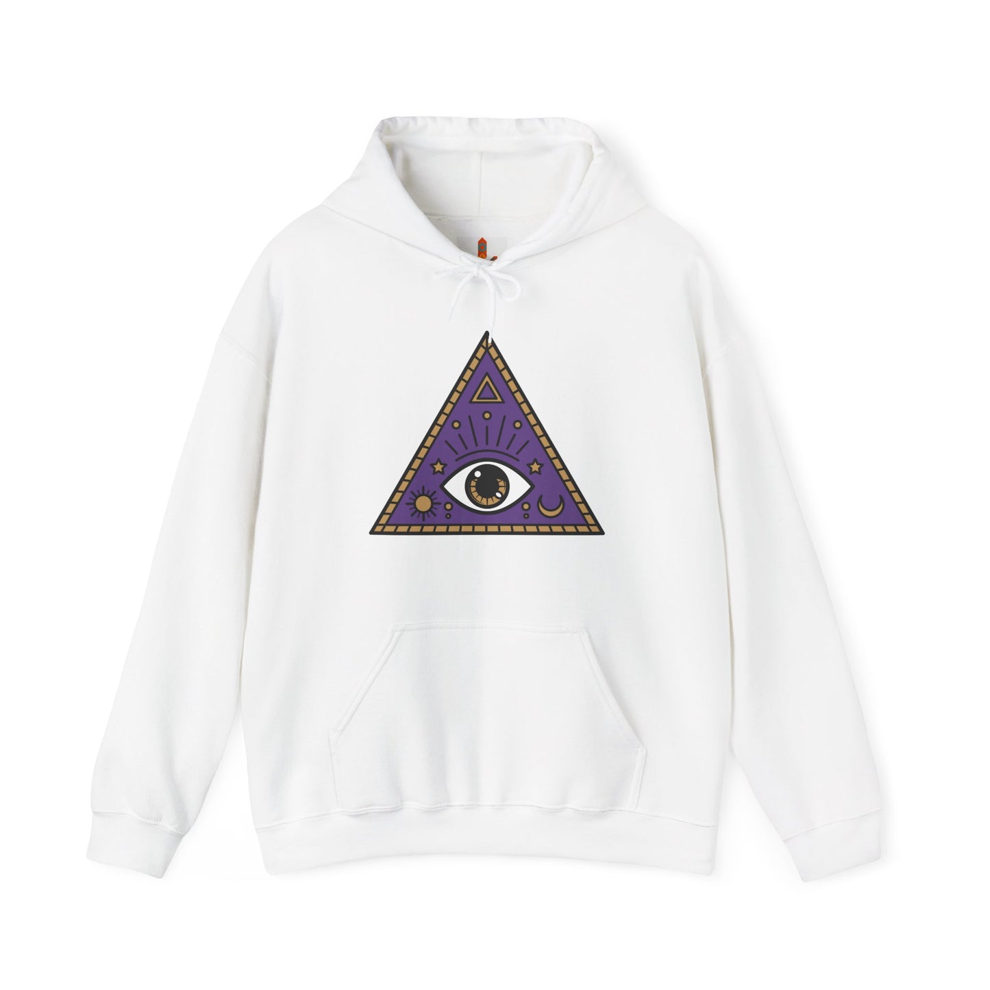 White Evil Eye and Pyramid Hoodie