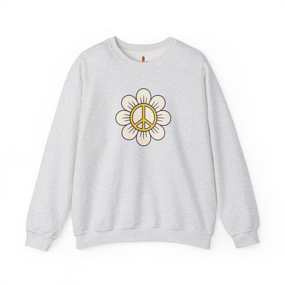 Yellow Peace Sign in a Flower Sweatshirt