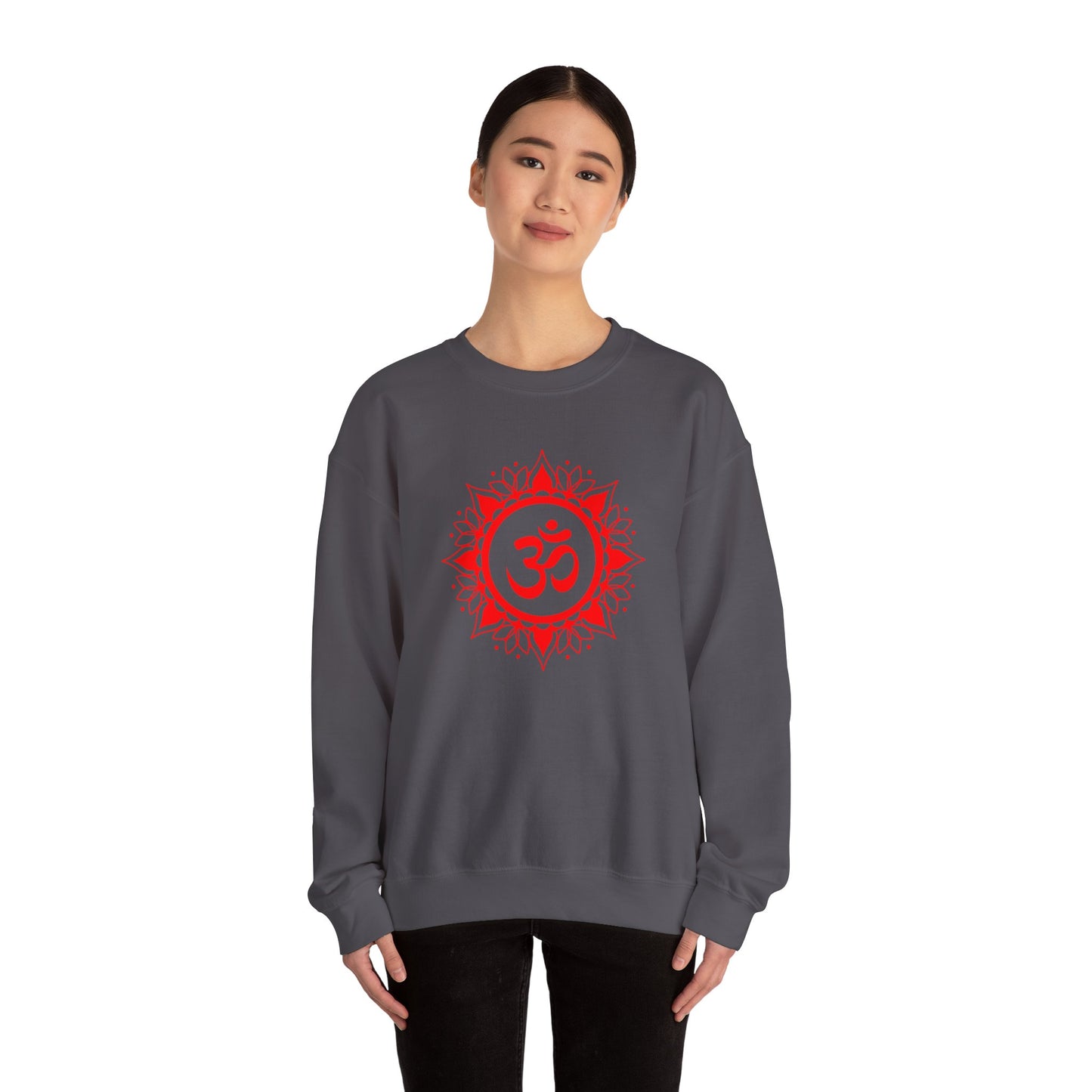 Red Om Lotus Design Sweatshirt