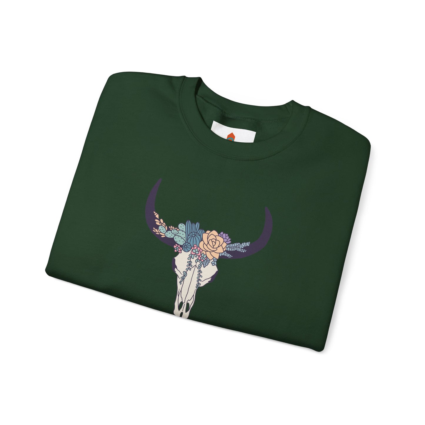 Buffalo Skull with Flowers Sweatshirt