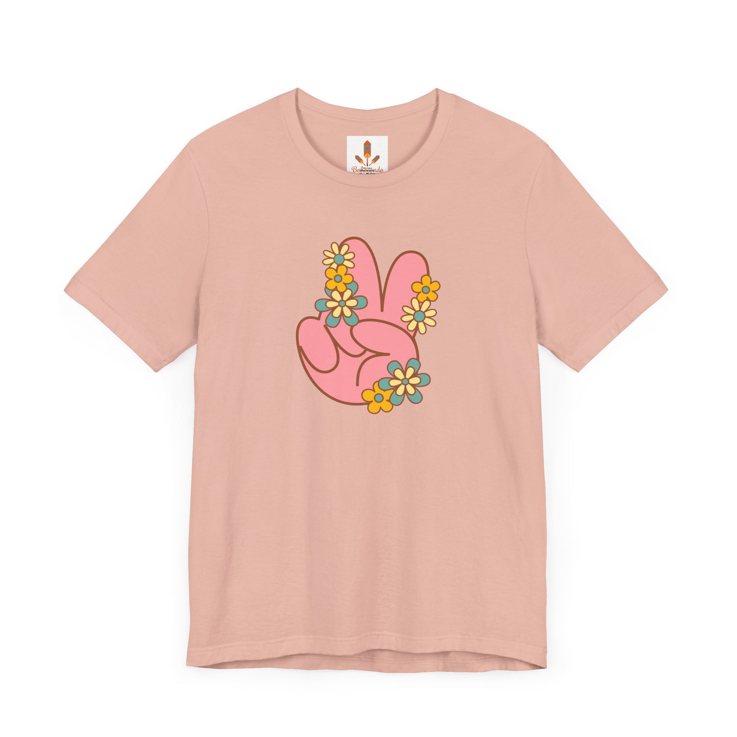 Peace Hand Sign with Flowers T-shirt