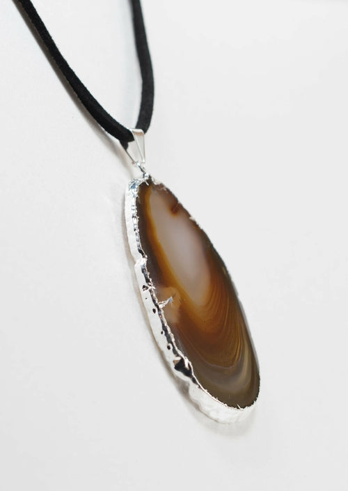 Agate Slice on Leather Necklace