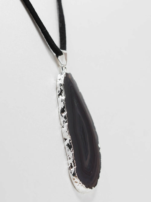 Agate Slice on Leather Necklace