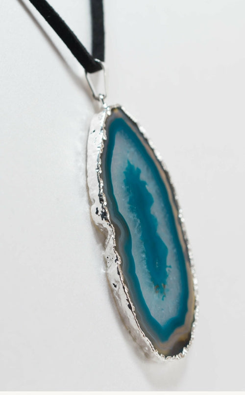 Agate Slice on Leather Necklace