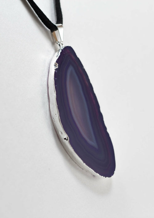 Agate Slice on Leather Necklace