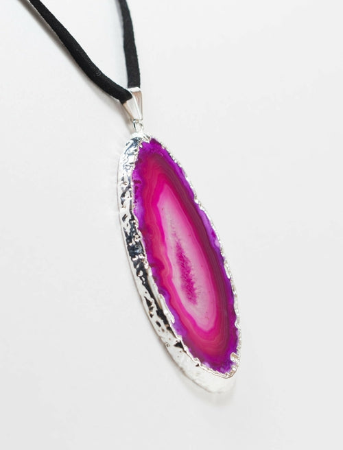 Agate Slice on Leather Necklace