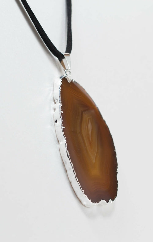 Agate Slice on Leather Necklace