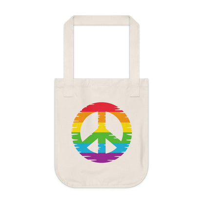 Rainbow Peace Sign Organic Canvas Tote Bag
