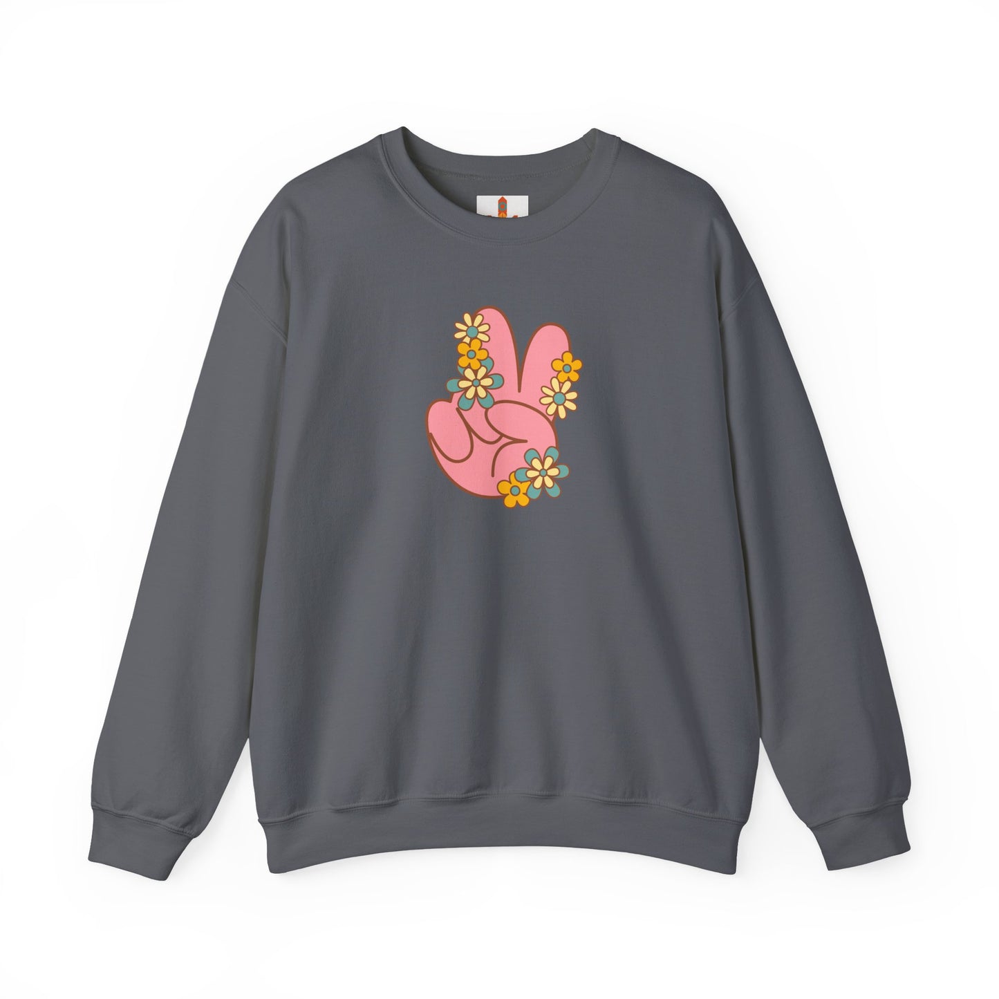 Peace Hand Sign with Flowers Sweatshirt