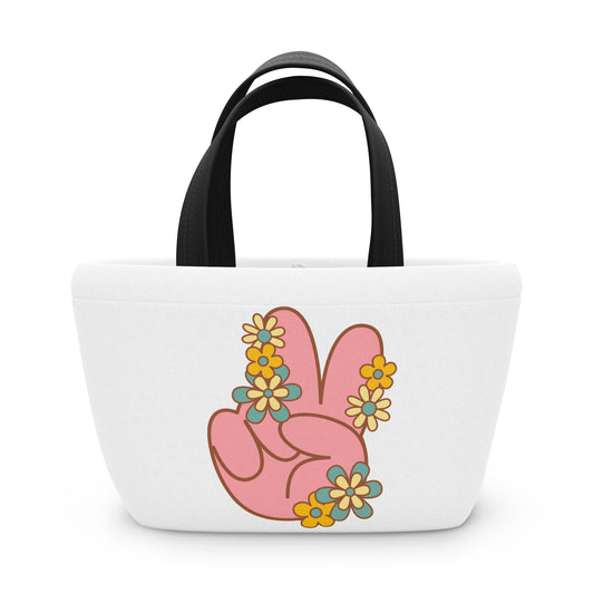 Peace Hand Sign with Flowers Bag