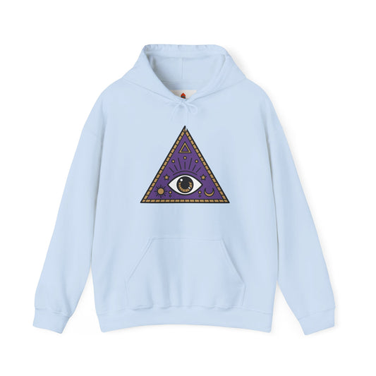 White Evil Eye and Pyramid Hoodie