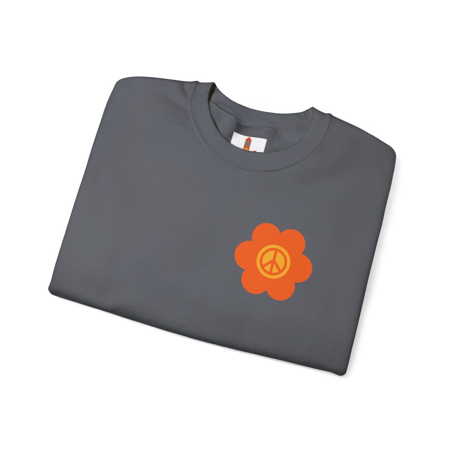 Peace Sign in Orange Flower Sweatshirt