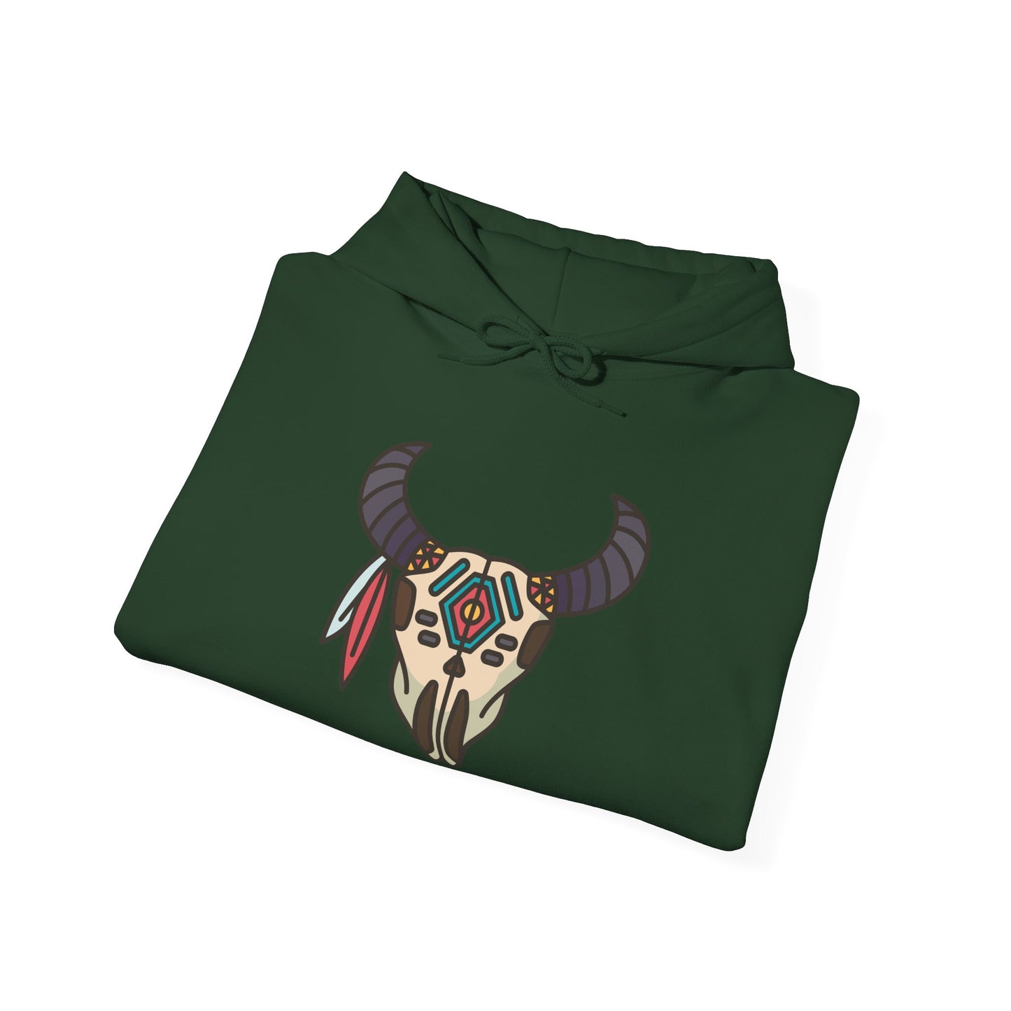 Buffalo Skull with Native Patterns Hoodie