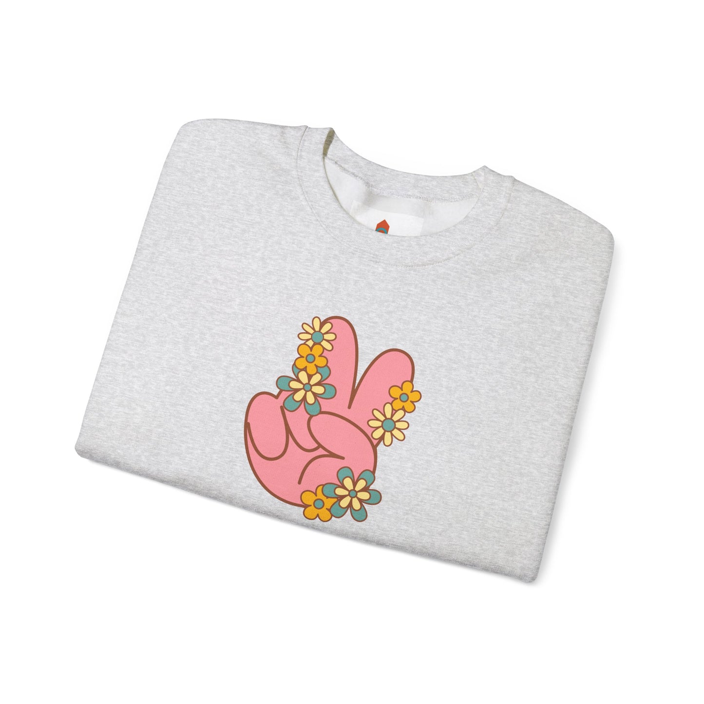 Peace Hand Sign with Flowers Sweatshirt