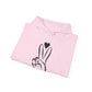 Peace Hand Sign with Heart Hoodie