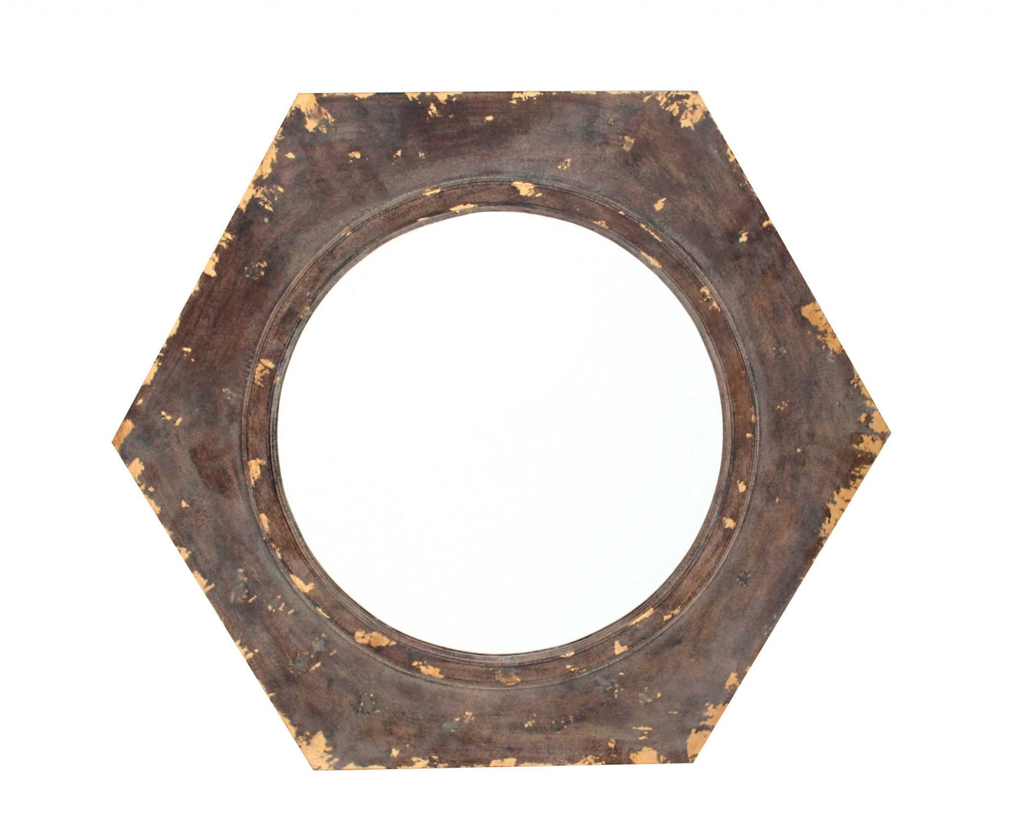 Bohemian Vintage Bronze Hexagon Frame Wall Mirror