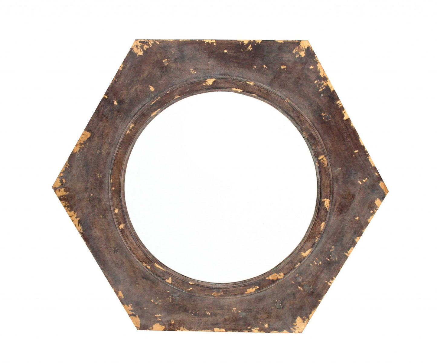 Bohemian Vintage Bronze Hexagon Frame Wall Mirror