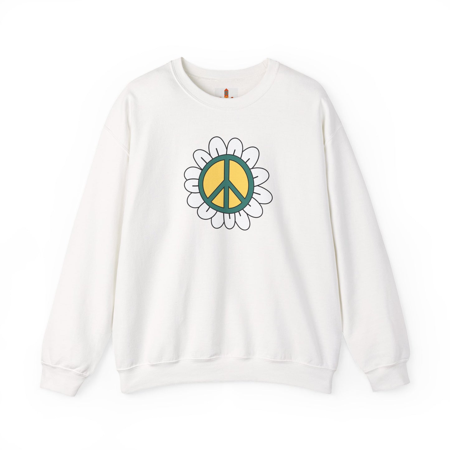 Peace Sign in White Flower Sweatshirt