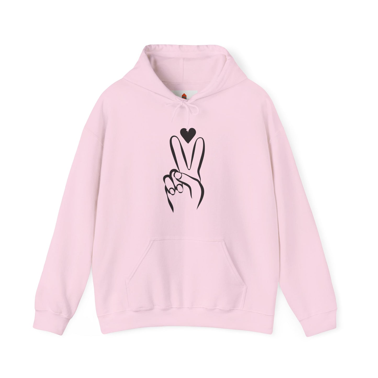 Peace Hand Sign with Heart Hoodie