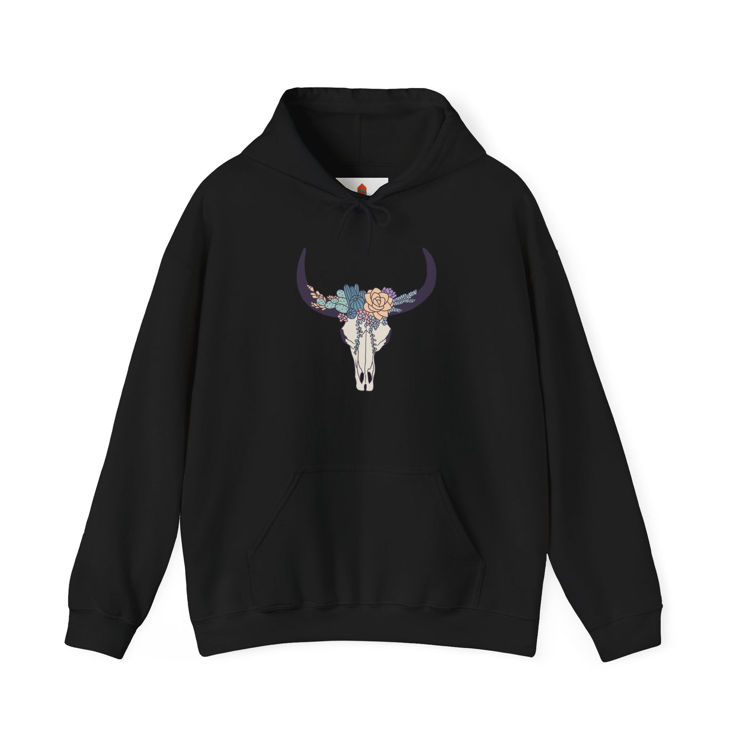 Buffalo Skull with Flowers Hoodie