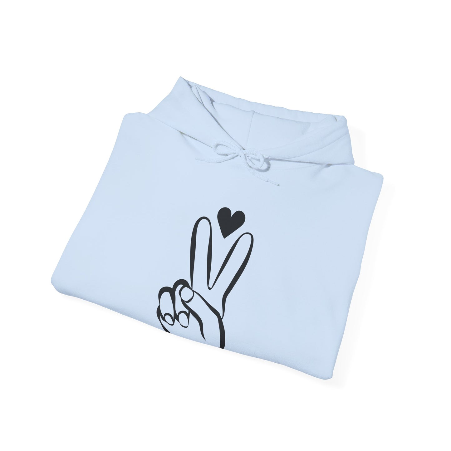 Peace Hand Sign with Heart Hoodie