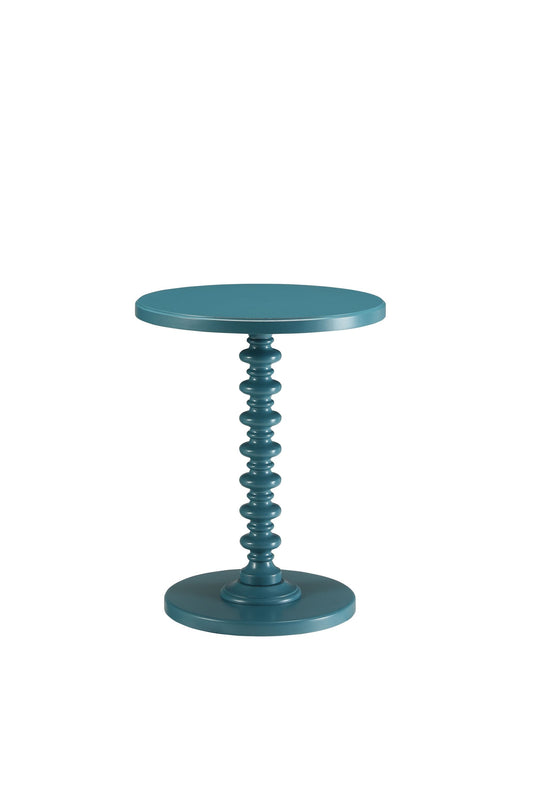 Teal Wood Pedestal End Table