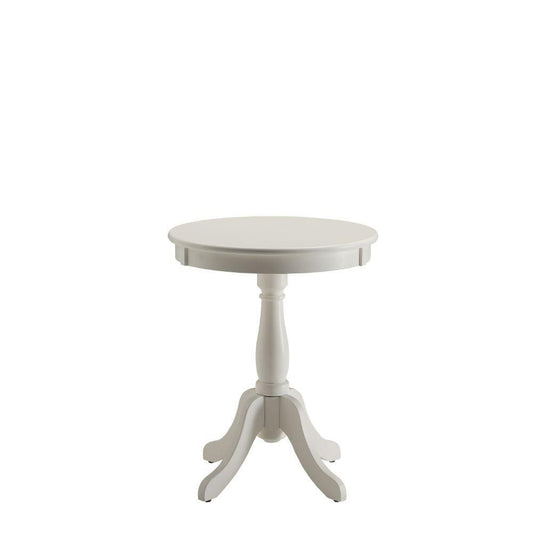 Bohemian White Wood Pedestal Side Table