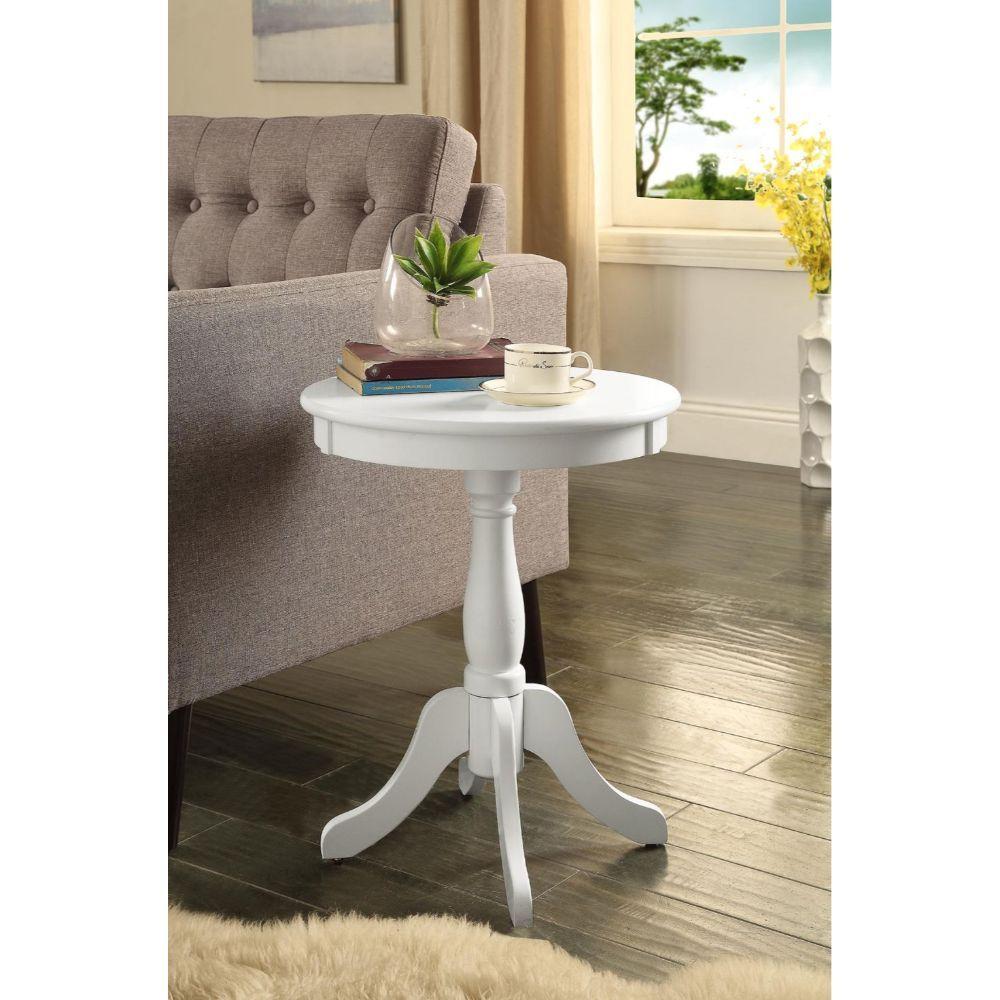 Bohemian White Wood Pedestal Side Table