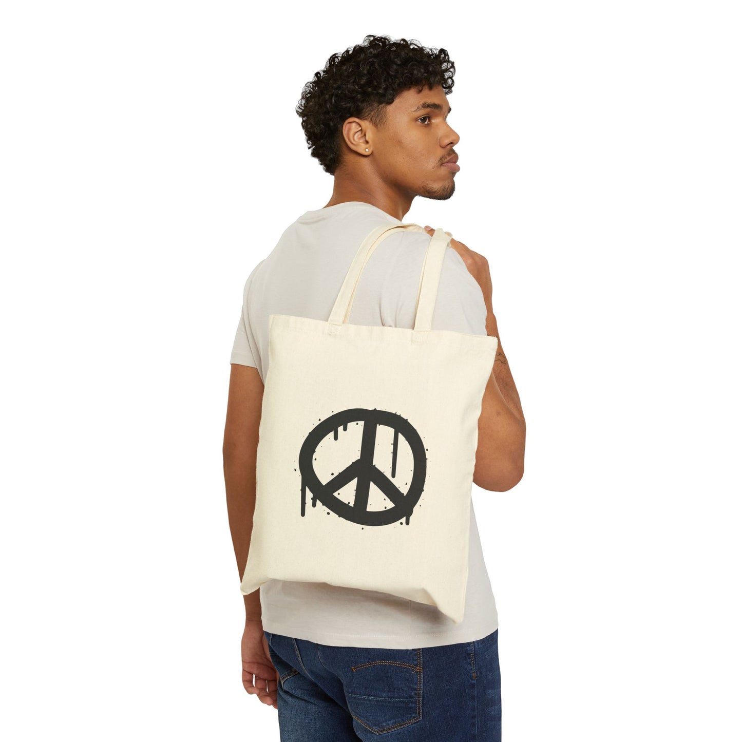 Peace Sign Graffiti Cotton Tote Bag