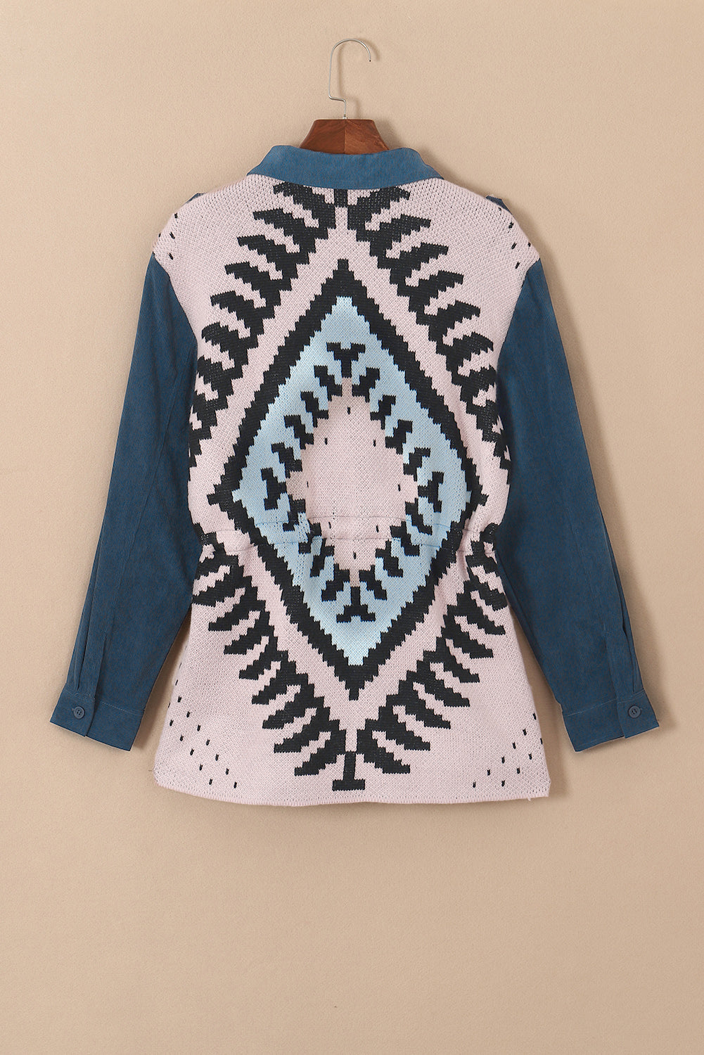 Corduroy Jacquard Knit Aztec Boho Jacket